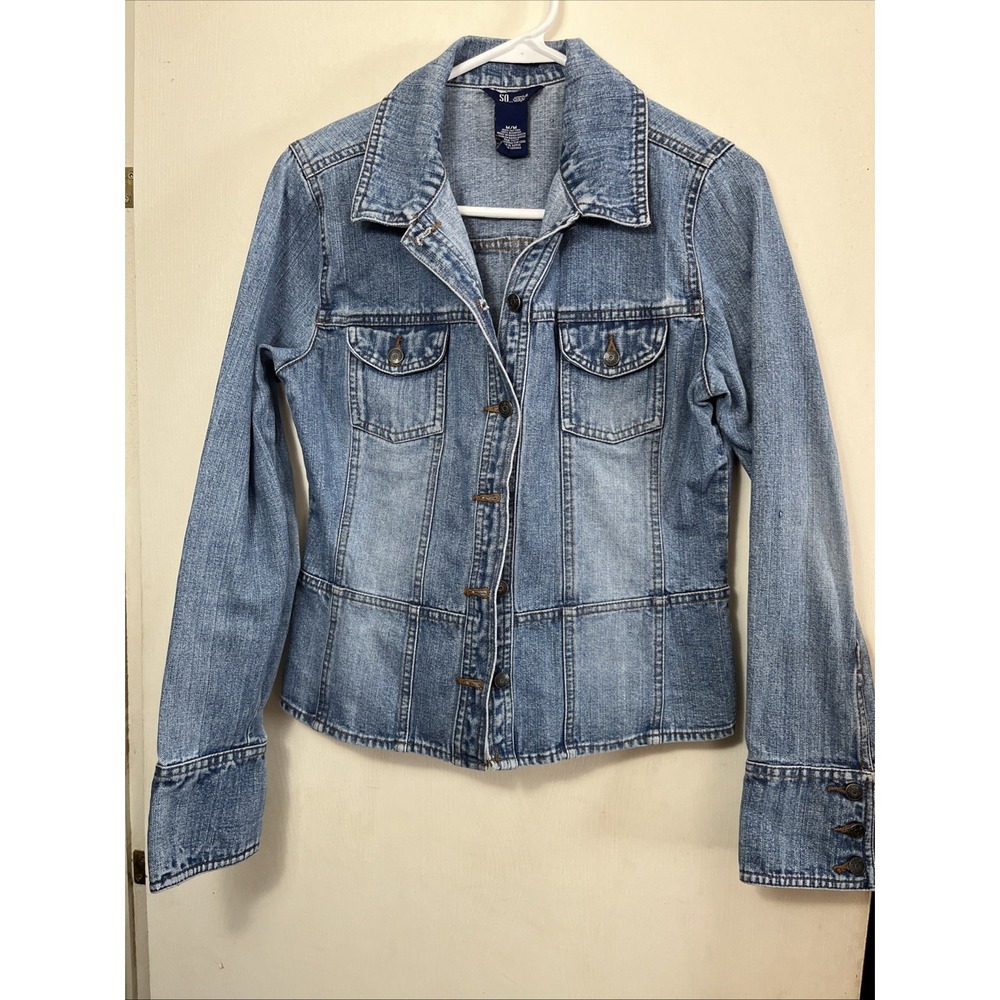 SO OEKO-TEX Woman's Distressed Jean Jacket Size Medium